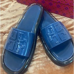 Tory Burch jelly sandals, size 8, blue